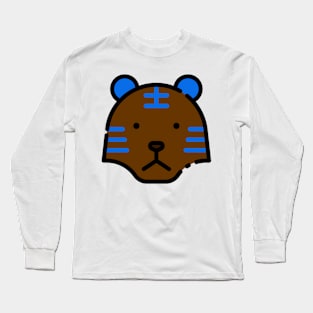 Brown Grizzly Bear Tribal Blue Long Sleeve T-Shirt